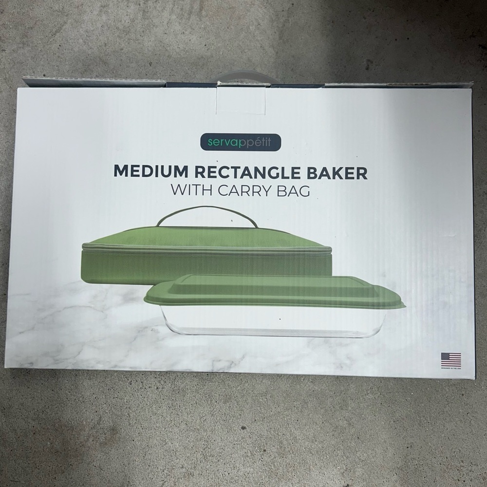 Servappetit Rectangle Baker Glass Baking Dish W/ Insulated Carry Bag 12”x7.5”